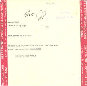 Telegram from Bob and Rita Ross to Mrs. W. E. B. Du Bois
