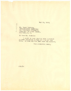 Letter from W. E. B. Du Bois to the International Committee for Political Prisoners