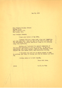 Letter from W. E. B. Du Bois to Georgia Douglas Johnson