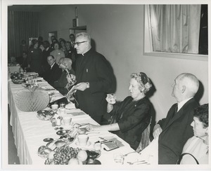 Unidentified man speaking at Thanksgiving celebration