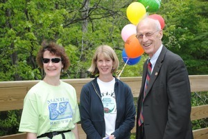 Congressman John W. Olver and two constituents at opening of the Manhan Rail Trail