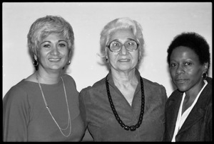Meline Kasparian (President, Mass. Teachers Association), Arev Kasparian (her mother), and Esther Terry at Frances Crowe's party