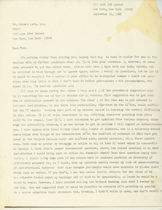 Letter from Cynthia Miller to Robert Levy