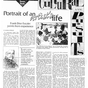 Copy of article from September-October 1994 issue of Offcampus profiling artist Frank Diaz Escalet
