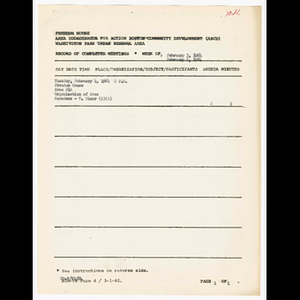 Agenda, summary and comments, minutes and attendance list for area 1a meeting on February 4, 1964