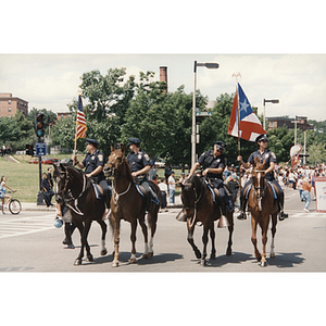 Four mounted police in the Festival Puertorriqueño parade