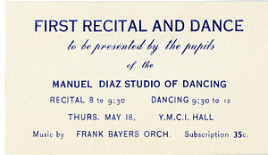 Manuel Diaz Studio of Dancing recital ticket