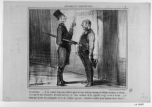 Mr. VAUTOUR: - Je ne saurais trop vous réitérer que je ne veux dans ma maison, ni enfants, ni chiens, ni serins...... et si une de mes locataires devenait enceinte..., je vous ordonne de lui signifier congé avant le terme..... j'ai remarqué qu'une des principales envies de femmes grosses, consiste à vouloir qu'on diminue leurs loyers!.....