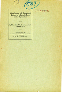 Classification of exceptional children as a guide in determining segregation