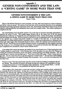 Appendix 3: Gender Non-Conformity and the Law: a "Crying Game" in More Ways than One
