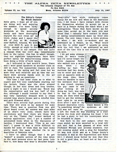The Alpha Zeta Newsletter Vol. 3 No. 8 (July 15, 1987)