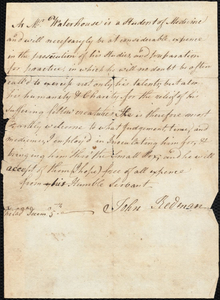 Letter from John Redman to John Fothergill Waterhouse