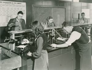 Suffolk University students at work in the chemistry laboratory