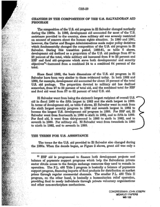 "Changes in the Composition of the U.S. Salvadoran Aid Program" and "Military Status of the Civil Conflict in El Salvador" reports