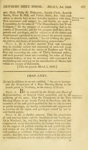 1808 Chap. 0075. An Act In Addition To An Act, Entitled, "An Act To Incorporate The Proprietors Of A New Meeting House In The Fourth Parish In Newbury, In The County Of Essex.