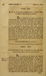 1809 Chap. 0092. An Act For The Security And Preservation Of Nick's Mate, An Island In The Harbour Of Boston.