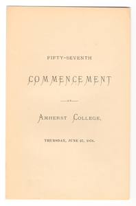 Amherst College Commencement program, 1878 June 27