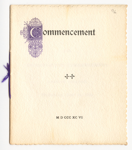 Amherst College Commencement program, 1896 June 24