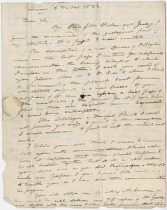 Edward Hitchcock letter to Benjamin Silliman, 1822 November 6
