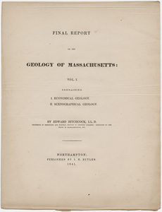 Edward Hitchcock title page, "Final Report on the Geology of Massachusetts: Vol. I," 1841