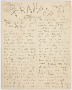 The trapper, volume 1, number 1