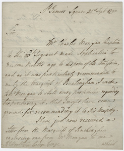 Jeffery Amherst letter to Sir George Yonge, 1790 September 21