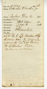 Tewksbury Almshouse Intake Record: Wooden, Edward Jr.