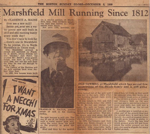 Marshfield Mill running since 1812