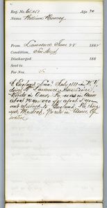 Tewksbury Almshouse Intake Record: Downey, William