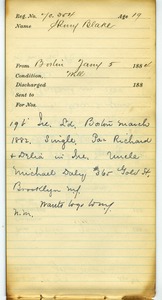 Tewksbury Almshouse Intake Record: Blake, Henry