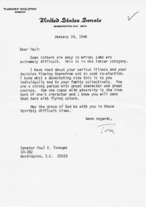 Letter from Thomas F. Eagleton to Senator Paul E. Tsongas