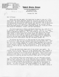 Letter from Paul Tsongas, Edward Kennedy, et. al. to colleagues concerning S. 1715 concerning the decontrol of natural gas prices