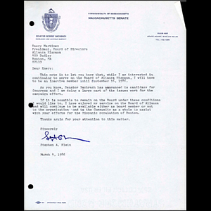 Letter from Stephen A. Klein to Enery Martínez.