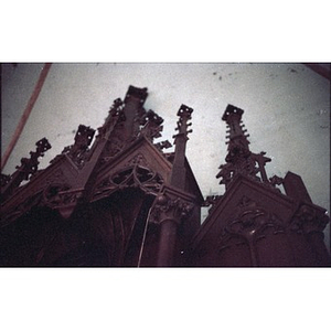Carved wooden altar or reredos.