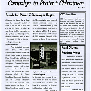 Chinese Progressive Association's newsletter, "Campaign to Protect Chinatown"