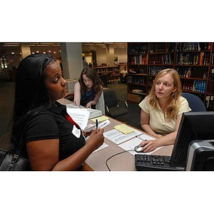 Ana Hidalgo speaks to Hillary Corbett during the Torch Scholars Scavenger Hunt