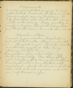 Peppermints page from the "Literary recipe book" of Amelia Bradley Little (wife of Daniel N. Little)
