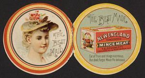 Trade card for New England Condensed Mince Meat, T.E. Dougherty Co., Chicago, Illinois and Port Byron, New York, 1891