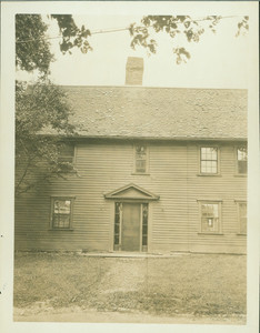 Exterior view of south front, west door of Pierce House, Dorchester, Mass., 1918