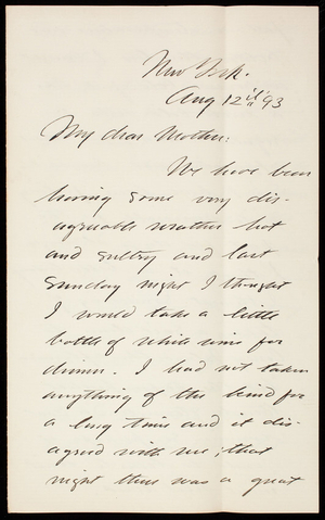Thomas Lincoln Casey, Jr. to Emma Weir Casey, August 12, 1893