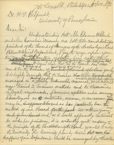 Letter from Benjamin Smith Lyman to Herman V. Hilprecht