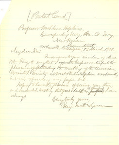 Letter from Benjamin Smith Lyman to Edward Washburn Hopkins