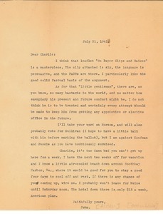 Letter from John Alden to Charles L. Whipple