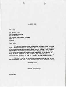 Letter from Mark H. McCormack to Kent C. Fry