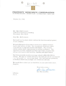 Letter from Lee Van Leeuwen to Mark H. McCormack