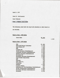 Memorandum from Judy A. Chilcote to Mark H. McCormack