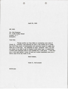 Letter from Mark H. McCormack to Bob Sweeney
