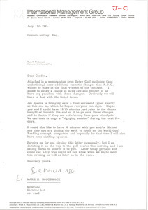 Letter from Mark H. McCormack to Gordon Jeffrey