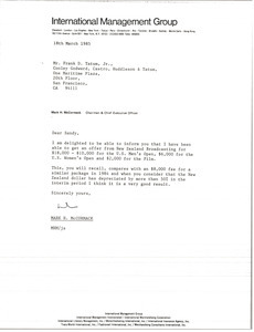 Letter from Mark H. McCormack to Frank D. Tatum Jr.