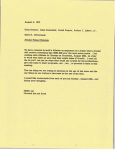 Memorandum from Mark H. McCormack to Hans Kramer, Jules Rosenthal, David Rogers and Arthur J. Lafave